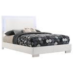 Picture of Wood Full LED Panel Bed White High Gloss