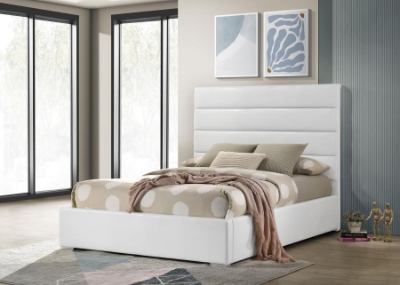 Show details for Upholstered Full Platform Bed White Picture of Upholstered Full Platform Bed White