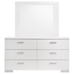 Picture of 6-drawer Wood Dresser with Mirror White High Gloss