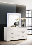 Picture of 6-drawer Wood Dresser with Mirror White High Gloss
