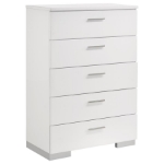 Picture of 35" 5-drawer Bedroom Chest White High Gloss