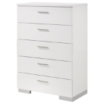Picture of 35" 5-drawer Bedroom Chest White High Gloss