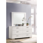 Picture of 6-drawer Wood Dresser with Mirror White High Gloss