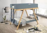 Picture of Twin Over Twin Bunk Bed Blue and Natural