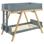 Picture of Twin Over Twin Bunk Bed Blue and Natural