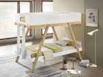 Picture of Twin Over Twin Bunk Bed White and Natural Or Blue and Natural