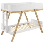 Picture of Twin Over Twin Bunk Bed White and Natural Or Blue and Natural