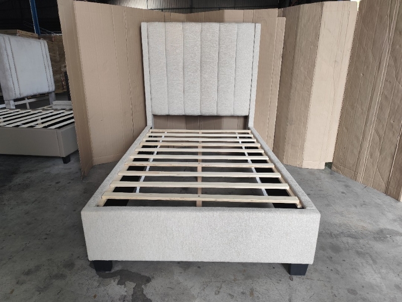 Picture of 48" and 54" Light beige velvet Bed