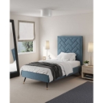 Picture of 39" 44" 48" and 54" Velvet Bedframe and Headboard in Greige Velvet Bed