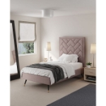 Picture of 39" 44" 48" and 54" Velvet Bedframe and Headboard in Greige Velvet Bed