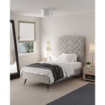 Picture of 39" 44" 48" and 54" Velvet Bedframe and Headboard in Greige Velvet Bed