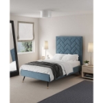 Picture of 39" 44" 48" and 54" Velvet Bedframe and Headboard in Greige Velvet Bed