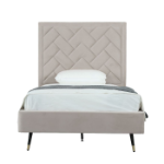 Picture of 39" 44" 48" and 54" Velvet Bedframe and Headboard in Greige Velvet Bed