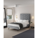 Picture of 39" 44" 48" and 54" Velvet Bedframe and Headboard in Greige Velvet Bed