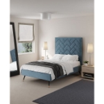 Picture of 39" 44" 48" and 54" Velvet Bedframe and Headboard in Greige Velvet Bed