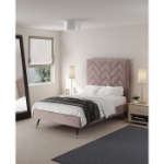 Picture of 39" 44" 48" and 54" Velvet Bedframe and Headboard in Greige Velvet Bed