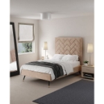 Picture of 39" 44" 48" and 54" Velvet Bedframe and Headboard in Greige Velvet Bed