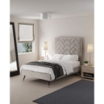Picture of 39" 44" 48" and 54" Velvet Bedframe and Headboard in Greige Velvet Bed