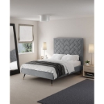Picture of 39" 44" 48" and 54" Velvet Bedframe and Headboard in Greige Velvet Bed