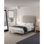 Picture of 39" 44" 48" and 54" Velvet Bedframe and Headboard in Greige Velvet Bed
