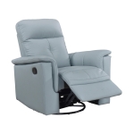 Picture of Sky Blue Genuine Leather Swivel Glider Reclining Chair