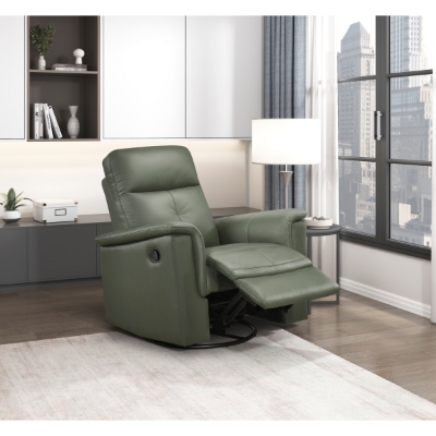 Show details for Green Genuine Leather Swivel Glider Reclining Chair Picture of Green Genuine Leather Swivel Glider Reclining Chair