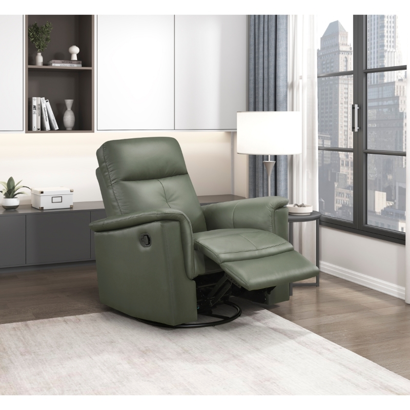 Picture of Green Genuine Leather Swivel Glider Reclining Chair