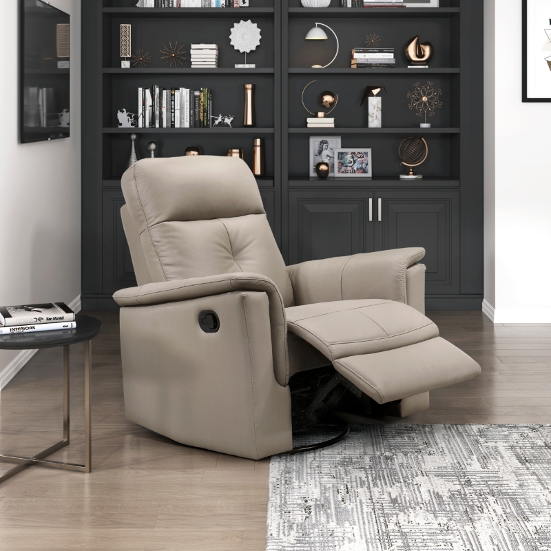 Picture of Latte Genuine Leather Swivel Glider Reclining Chair