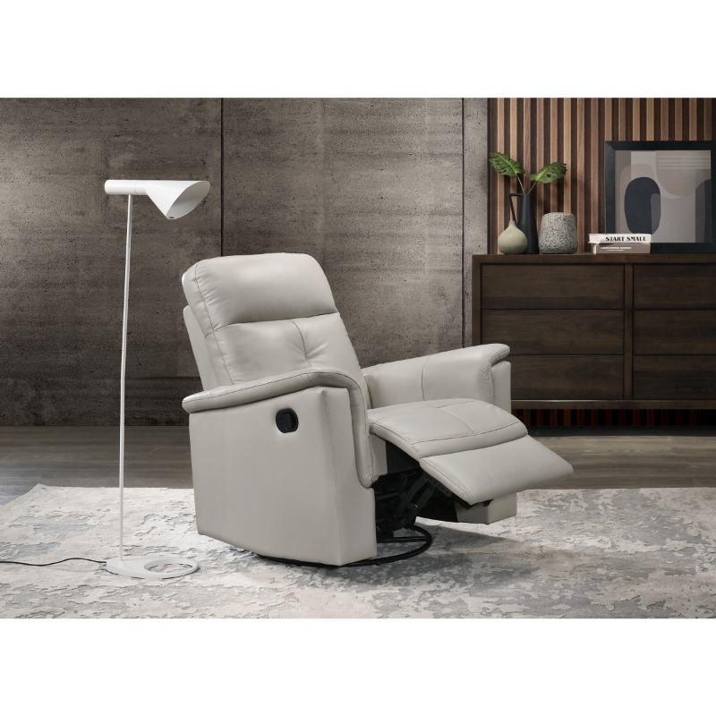 Picture of Silver Genuine Leather Swivel Glider Reclining Chair