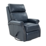 Picture of Barone Navy Blue Genuine Leather Swivel Glider Recliner