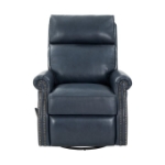 Picture of Barone Navy Blue Genuine Leather Swivel Glider Recliner