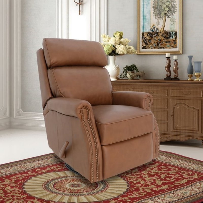 Picture of Saddle Genuine Leather Swivel Glider Recliner