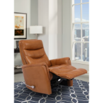 Picture of Light Brown Genuine Leather Swivel Glider Recliner
