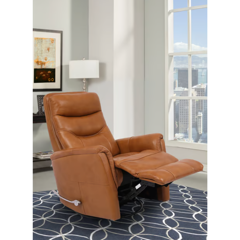 Picture of Light Brown Genuine Leather Swivel Glider Recliner