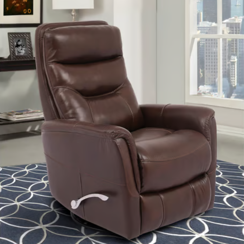 Picture of Brown Genuine Leather Swivel Glider Recliner