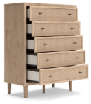 Picture of 40.71" Wood Finish Five Drawer Wide Chest