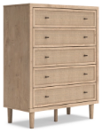Picture of 40.71" Wood Finish Five Drawer Wide Chest