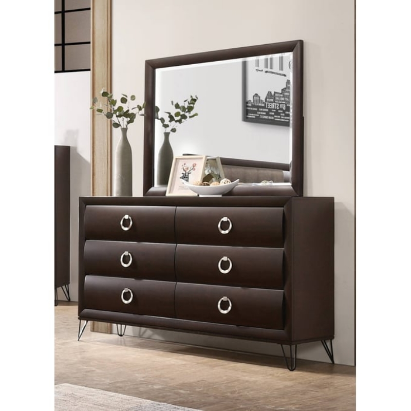 Picture of Dark Merlot 6 Drawer Dresser And Mirror