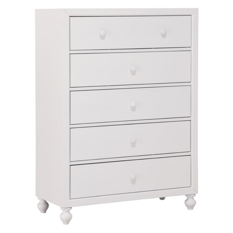 Picture of Wood White 5 drawers Chest