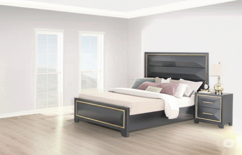 Picture of 44", 48"or 54" Medium or dark grey with gold accent Bed