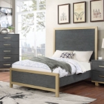 Picture of 44" grey bed with gold accent