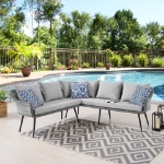 Picture of Outdoor patio Gray Sectional Sofa