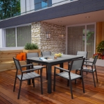 Picture of Outdoor Patio Dining Set in White Light Gray