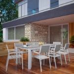 Picture of Outdoor Patio Dining Set in White Light Gray