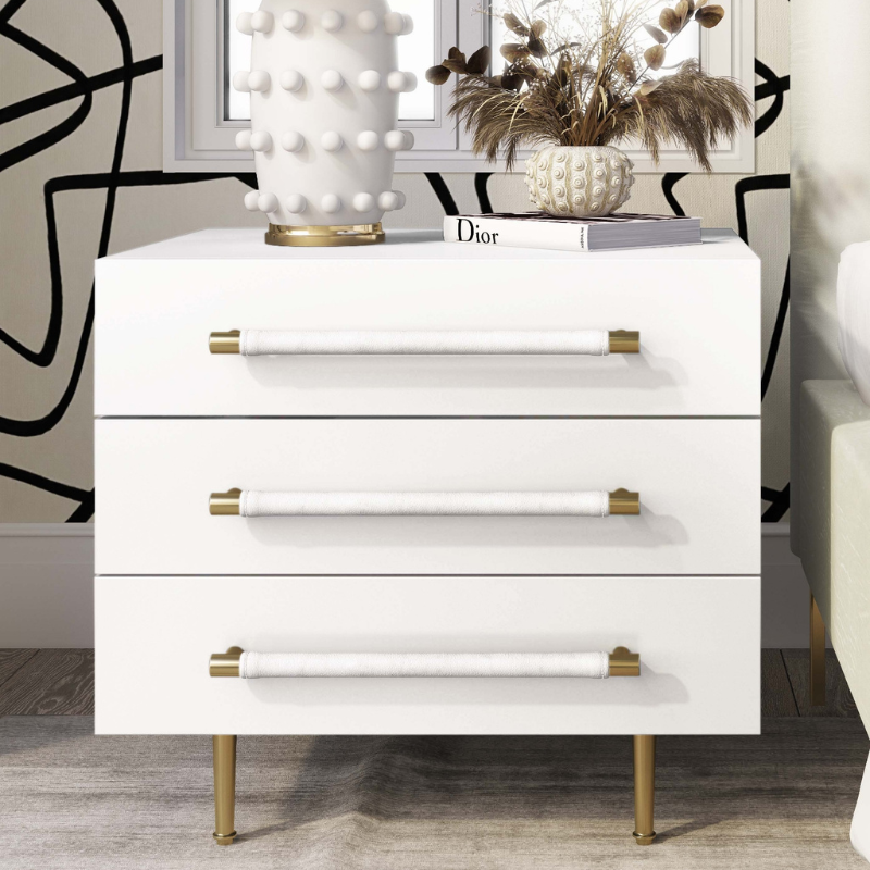 Picture of White, Black and Grey Nightstand