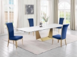 Picture of 87-126" Marbleized White Extendable Dining Table