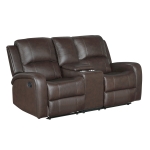 Picture of Brown Genuine leather Love Seat with Center Console