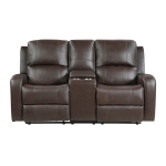 Picture of Brown Genuine leather Love Seat with Center Console