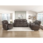 Picture of Brown Genuine leather Love Seat with Center Console