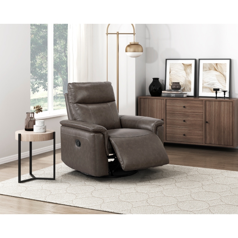 Picture of Genuine leather Dark Brown Glider Reclining Chair
